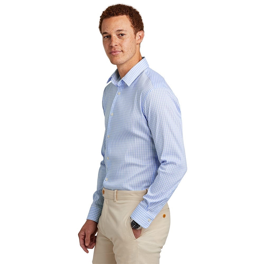 Brooks Brothers Luxury Collection Gingham Oxford Stretch Slim Shirt Blue NWT